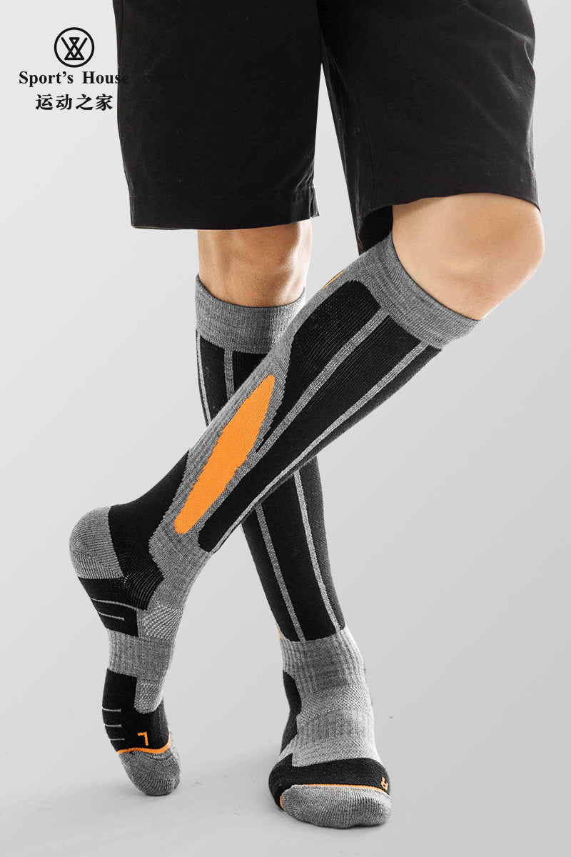 Knee-High Cushioned Ski Socks for Outdoor Sports & Winter Training