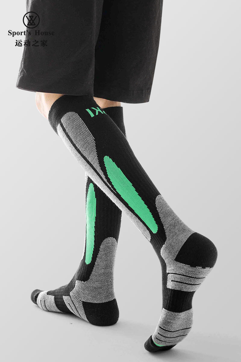 Knee-High Cushioned Ski Socks for Outdoor Sports & Winter Training