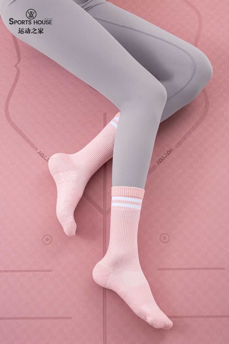 Women’s Non-Slip Crew Yoga Socks for Pilates, Barre & Studio Training