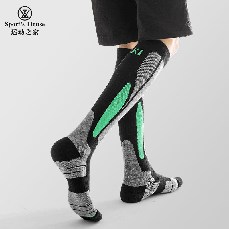 Knee-High Cushioned Ski Socks for Outdoor Sports & Winter Training