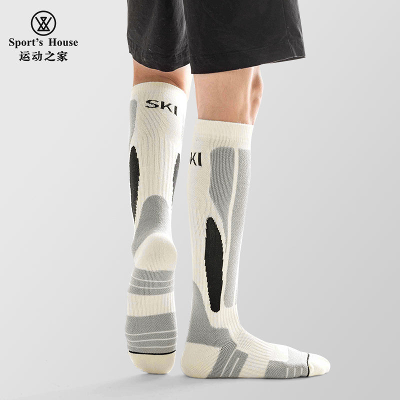 Knee-High Cushioned Ski Socks for Outdoor Sports & Winter Training