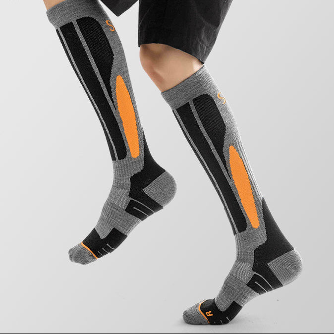 Knee-High Cushioned Ski Socks for Outdoor Sports & Winter Training
