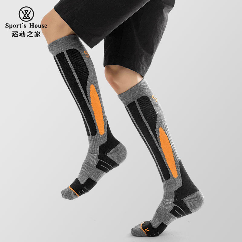 Knee-High Cushioned Ski Socks for Outdoor Sports & Winter Training