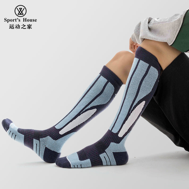 Knee-High Cushioned Ski Socks for Outdoor Sports & Winter Training