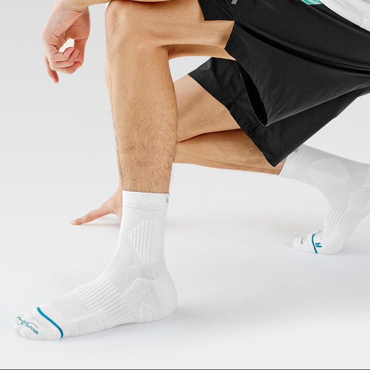 Men’s Cushioned Quarter Crew Athletic Socks for Training & Running