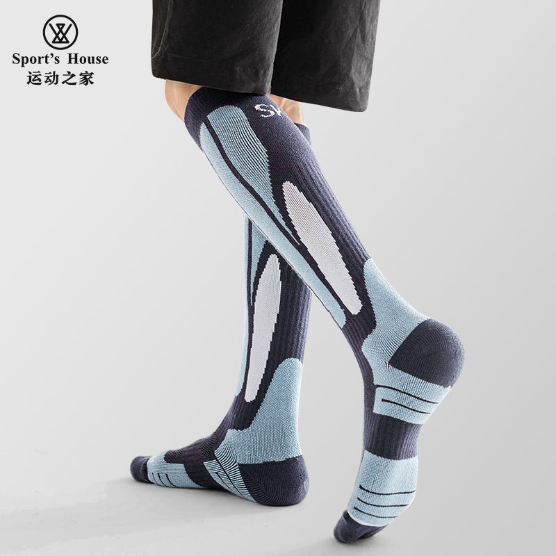 Knee-High Cushioned Ski Socks for Outdoor Sports & Winter Training
