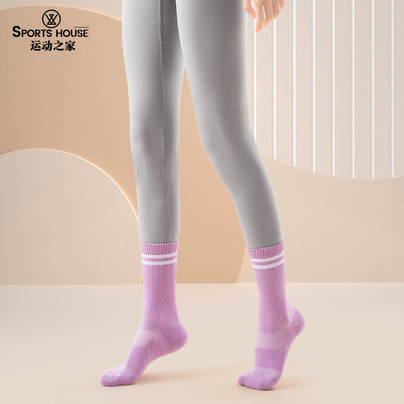 Women’s Non-Slip Crew Yoga Socks for Pilates, Barre & Studio Training